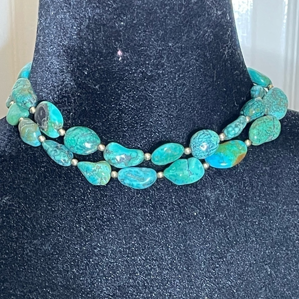 Chunky statement Authentic turquoise boho necklace, 32”​​​​​​​​​​​​​​​ - Picture 9 of 11